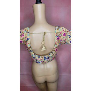 Chandrakala Women's Indian Ethnic Saree Blouse Crop Top embroidery  size 38 NWOT